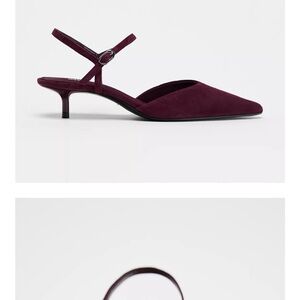 Zara Burgundy Suede Slingback Heels